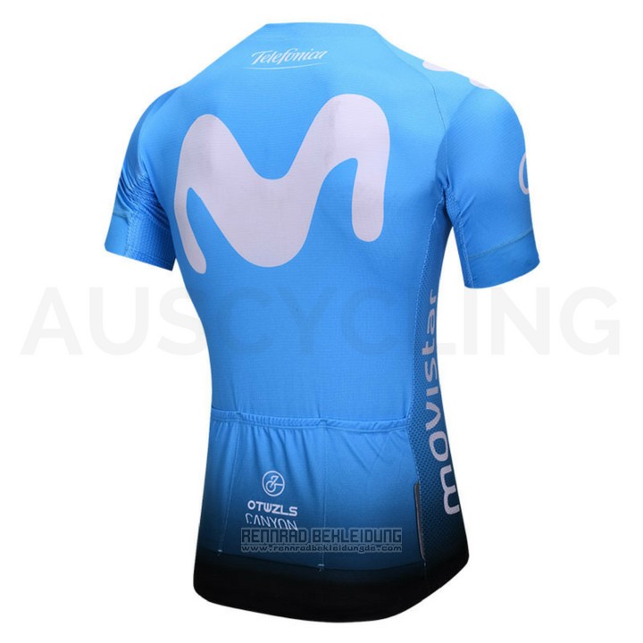2018 Fahrradbekleidung Movistar Blau Trikot Kurzarm und Tragerhose